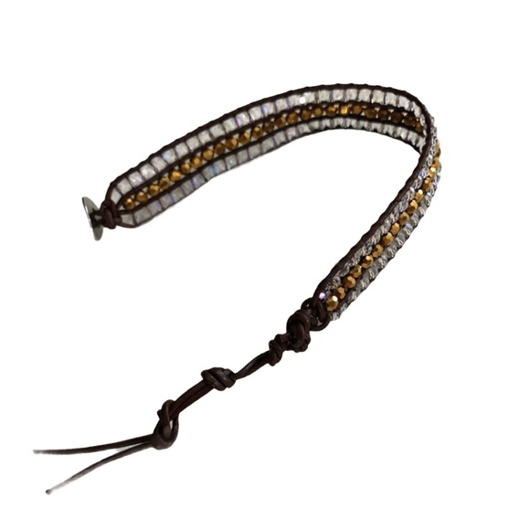 NWT Leather & Bead Bracelet boho adjustable length - Picture 3 of 7